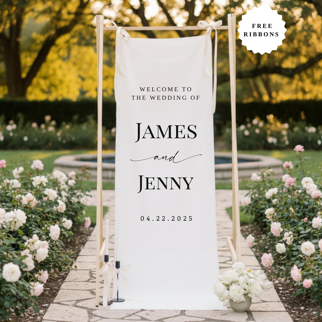 Custom Linen Wedding Welcome Sign, Personalized Fabric Banner - Etsy