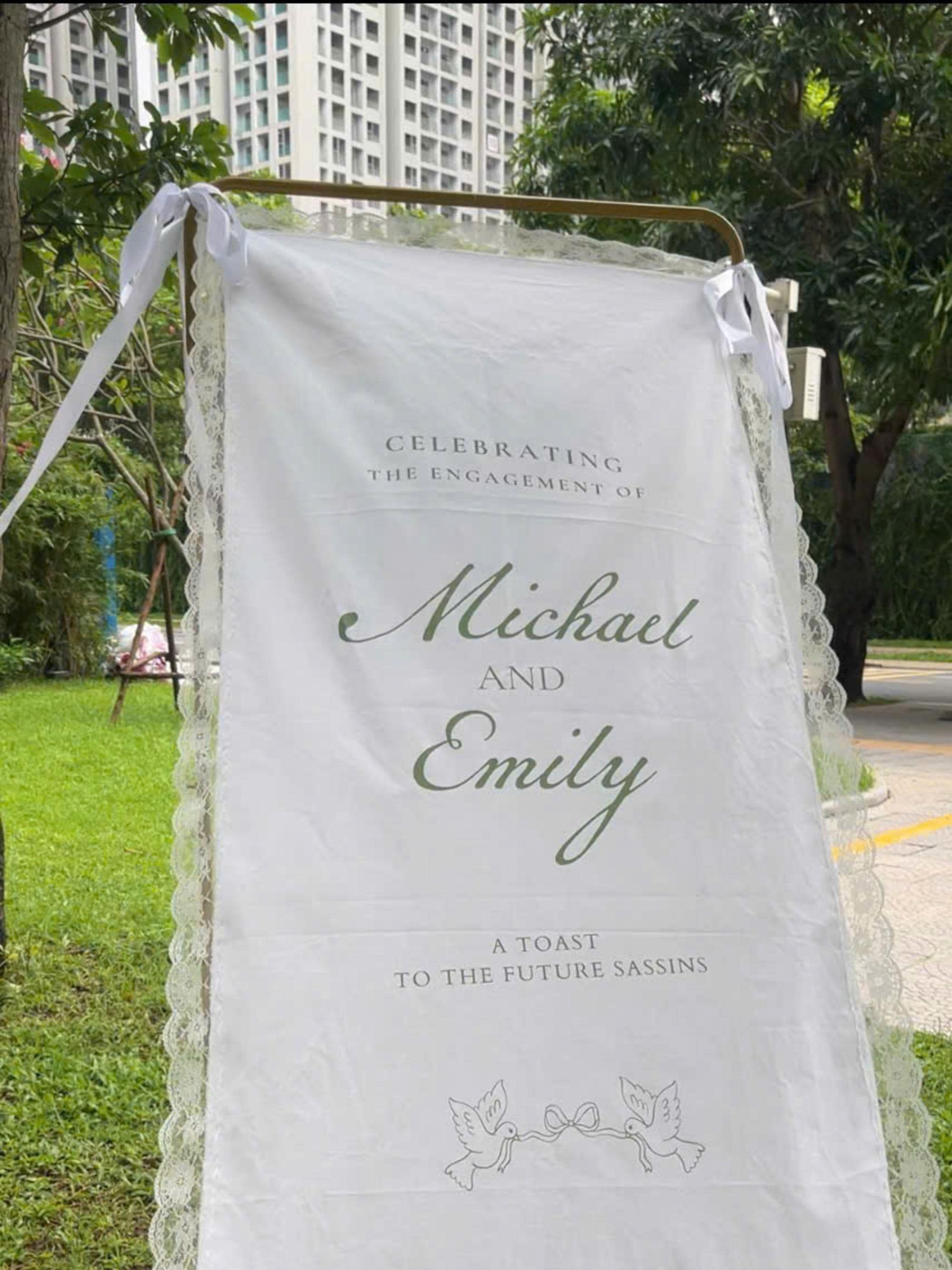 Custom Linen Wedding Welcome Sign • Personalized Engagement Banner - Etsy