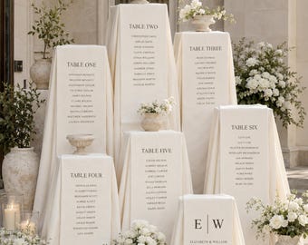 Fabric Wedding Seating Chart, Personalized Table Plan, Custom Wedding Guest List Sign
