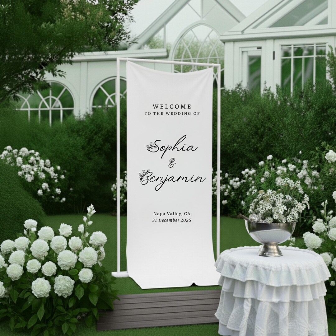 Custom Linen Wedding Welcome Sign, Personalized Fabric Banner - Etsy