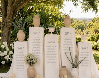Multi Panel Wedding Seating Chart, Personalized Fabric Table Plan, Linen Reception Sign