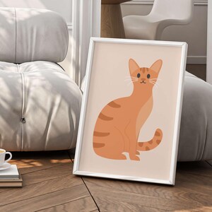 Cute Cat Wall Art Printable, Orange Kitty Digital Download, Nursery Animal Poster, Kids Room Decor, Playful Pet Artwork, Digital Download