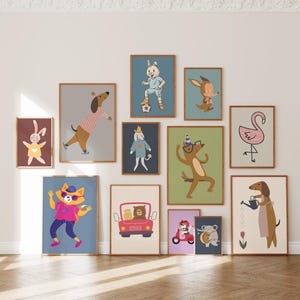 100 Kids Wall Art Prints – Eclectic Nursery & Playroom Poster Bundle, Whimsical Animal Artwork, Boys And Girls Room Decor, Instant Download