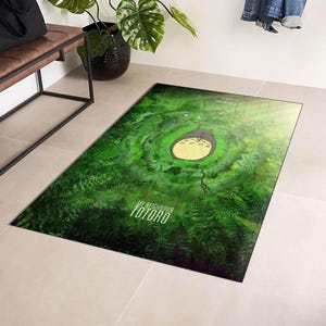 Whimsical Forest Spirit Fan Art Rug, Japanese Anime Decorate Rug, Cute Totoro Rug, Japanese Anime Rug, Anime Giftful Rug, Polyester Rug