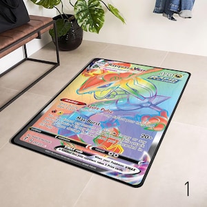 Gengar Rug, Anime Rug, Fire Dragon Rug for Trading Card Lovers, Soft Polyester Floor Mat, Cozy Room Carpet, Unique Decor for Fan