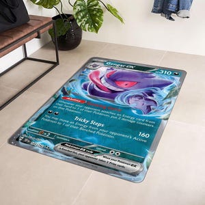 Anime Rug, Gengar Rug for Trading Card Lovers, Soft Polyester Floor Mat, Cozy Room Carpet, Unique Decor for Fan