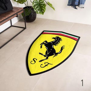 Racing Track F1 Car Rug - Washable and Durable Printed Design - Ideal for Home and Room Decor, Stylish Ferrari Car Rug