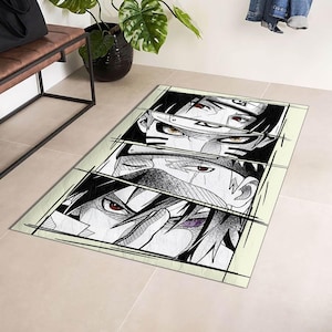 Anime Rug, Manga Rug, Red Eye Anime-Inspired Rug, Manga Panel Carpet, Cool Gift for Anime Lovers, Japanese Animation Style Rug