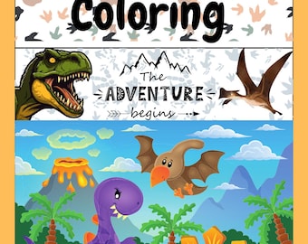 Printable Dinosaur Coloring Book, 20 Pages, Easy At-Home Kids Activity, Educational Dino Sheets, Party Favor Idea, Digital PDF