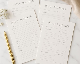 Elegant Daily Planner PDF | Printable Daily Organizer | 8-Page Productivity Planner | Digital Download | Goal Setting | Time Management