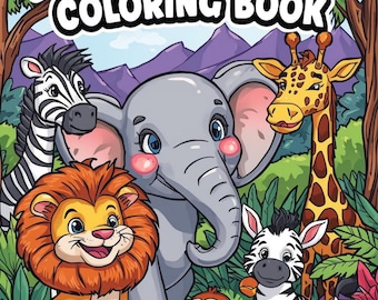 Wild Animals Coloring Book | 26 Pages Printable PDF | Jungle & Safari Animal Coloring for Kids