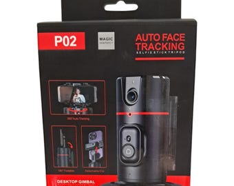 P02 Desktop Gimbal with Auto Face Tracking – 360 Rotating Smartphone Holder, Foldable Selfie Stick Tripod with Free Shipping