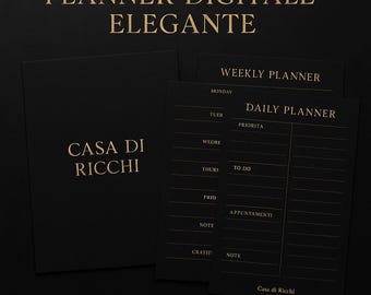 Elegant Black and Gold Digital Planner | Wealthy Home | Daily + Weekly | Printable PDF + GoodNotes