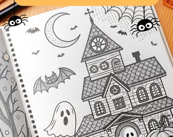 Halloween Coloring Book | 22 Pages Printable PDF | Fun Spooky Coloring Pages for Kids & Adults | Ghosts, Pumpkins, Skeletons, Bats