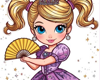 Princess Coloring Book for Kids, 42 Printable Pages, Instant Digital Download, Kids Activity, PDF Coloring Pages