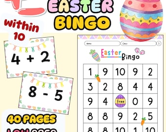 Easter Math Bingo | Addition and Subtraction within 10 | Printable Game/Activity