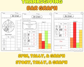 Thanksgiving Bar Graph Worksheet | November Fun Math for Kindergarten and 1st Grade | Printable