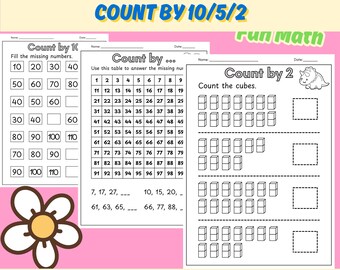 Hojas de trabajo de conteo de dinosaurios: Matemáticas para jardín de infantes, actividad de educación en casa (PDF)