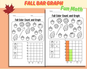 Fall Time Bar Graphs | Kindergarten&1st Grade Math Worksheets | Printable Math Worksheet/Activity/ - NoPrep