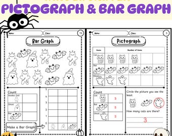 Halloween Pictograph and Bar Graph Worksheets | Kindergarten and 1st Grade Fun Math | NoPrep Printable Worksheet