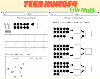 Hojas de trabajo de números para adolescentes: Matemáticas de jardín de infantes, Sentido numérico 11-20 (Descargar PDF)
