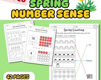 Spring Counting, Number Sense & Number Recognition Worksheet | Kindergarten