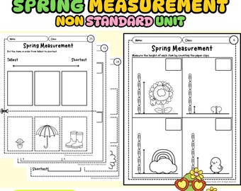 Spring Nonstandard Unit Measurement Worksheet | Kindergarten & 1st | No Prep
