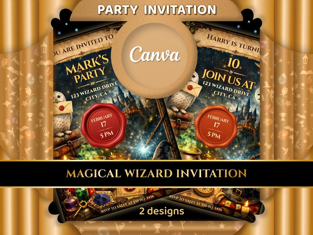 Practical Magic Invitations Magical Wizard Party Invite — Editable Canva Birthday Invitation ...