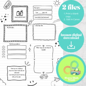 Druckbare und bearbeitbare Einführungsvorlage für autistische Kinder - Alles über mich-Lehrer/Therapeut-Autismus-Adhd-besondere Bedürfnisse-zurück in die Schule