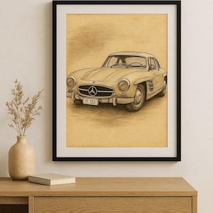 Vintage Mercedes Car Poster: Classic Automotive Wall Art (Digital Download)