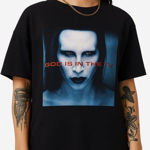 Marilyn Manson God Is In The TV Shirt Gothic Rock Band Tee Shock Rock Vintage Merch Alternative Metal Punk Goth Aesthetic Clothing