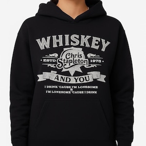 Moletom com capuz Chris Stapleton Whiskey and You Country Music Merch Moletom com capuz Roupas retrô gráficas