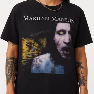 Marilyn Manson Shirt Vintage Gothic Rock Tee Shock Rock Band Merch Creepy Graphic Alternative Metal Punk Goth Aesthetic Clothing