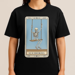 Suicideboys Skeleton Swing T-Shirt Tarot Card Graphic Tee G59 Merch Gothic Rap Hip-Hop Streetwear Fan Shirt