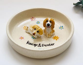 Custom Pet Jewelry Tray Personalized Floral Jewelry Tray Pet Figurine Ceramic Jewelry Tray Personalized Gifts for Pet Lovers Pet Memorial