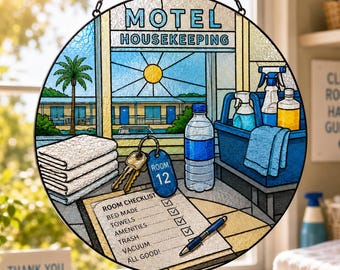 Attrape-soleil pour entretien ménager de motel, cadeau de remerciement pour femme de ménage, tenture de fenêtre pour le personnel de l'hôtel, décoration style vitrail, cadeau de remerciement