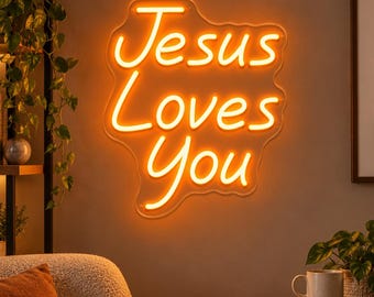 Jesus Loves You Neon Sign,Christian Neon Sign,God Neon Sign, Religious Neon Sign,Christian Faith Gifts,Christian Decor,Religious Neon Light