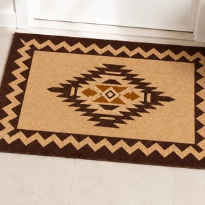 Navajo Southwestern Deurmat, Boho Tribale Geometrische Welkomstmat, Outdoor Entree Mat, Rustieke Veranda Decor, Housewarming Cadeau