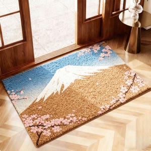 Japanese Fuji Mountain Door Mat,Japanese Cherry Doormat,Japanese Welcome Mat,Front Door Mat,Outdoor Mat,Non-Slip Mat,Housewarming Gift