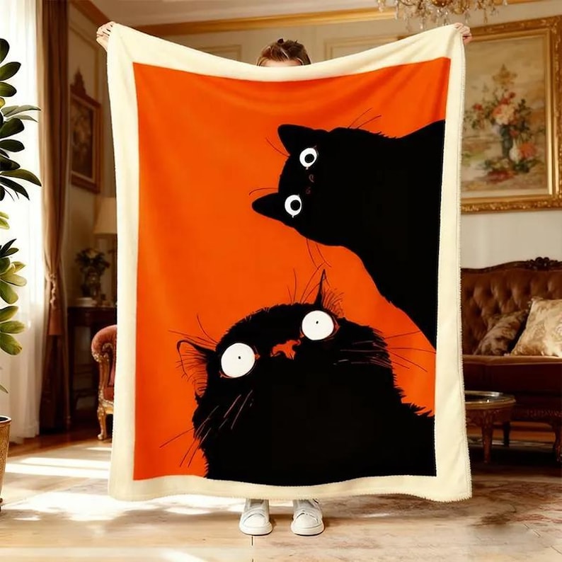 Cute Black Cat Throw Blanket,Cat Lover's Blanket,Funny Black Cat Meme Blanket,Cat Throw,Black Cat Plush Blanket,Cozy Throw Sofa Decor image 1