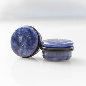 Blue Sodalite Single Flare Stone Plugs - 6g, 4g, 2g, 0g, 00g, 7/16&quot;, 1/2&quot;, 9/16&quot;, 5/8&quot;, 3/4&quot;, 7/8, 1&quot;