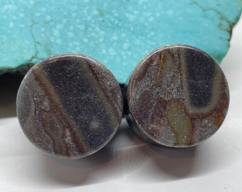 OOAK 3/4" 19mm - Black Bamboo Double Flared Stone Plugs - One of a Kind Gauges