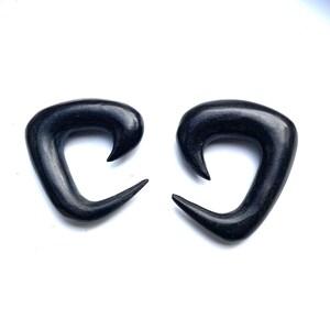 Black Ebony Wood Tri-Spiral Gauged Earring 0g (8mm), 00g (9.5mm)