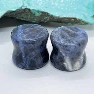 OOAK 9/16&quot; (14mm) Sodalite Double Flared Stone Plugs - One of a Kind Gauges