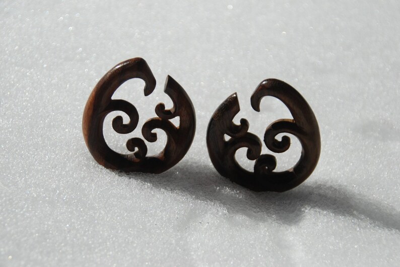 6mm, 0ga 8mm 9.5mm Wooden Wave Hoops 2ga 00ga