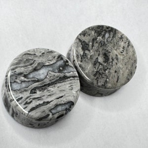 OOAK 1&quot; (25mm) - Wave Jasper Double Flare Stone Plugs - One of a Kind Gauges