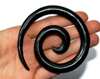 Ebony Wood Super Spiral 0g (8mm), 00g (9.5mm), 1/2" (14mm), 9/16" (14.5mm), 5/8" (16mm)