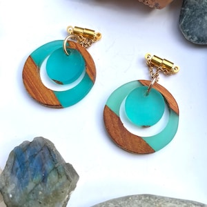 Wood and Resin Magnetic Clasp Gauged Earrings 2g, 0g, 00g, 7/16&quot;, 1/2&quot;, 9/16&quot;, 5/8&quot;, 3/4&quot;, 7/8&quot;, 1&quot;