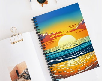 Zyia Active Rep Beach Sunset Spiral Notebook Ruled Line - Etsy