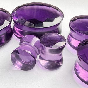 Purple Faceted Glass - 8g, 6g, 4g, 2g, 0g, 00g, 7/16", 1/2", 9/16", 5/8", 3/4", 7/8, 1"
